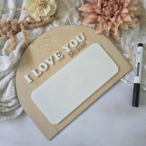 Personalized "I Love You Because" Fridge Magnet Message Board