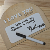 Personalized "I Love You Because" Fridge Magnet Message Board